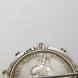 Victorian Sterling Silver Shilling Coin Spinner Brooch Antique 1887