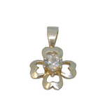 Sterling Silver Four Leaf Clover Paste Set Charm Pendant Vintage c1970