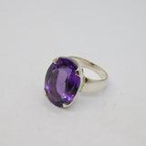 Sterling Silver Chunky Amethyst Studio Cocktail Ring Vintage c1970 Size O 1/2