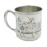 20th Century American Sterling Silver Nursery Rhyme Christening Mug Antique