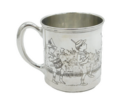 20th Century American Sterling Silver Nursery Rhyme Christening Mug Antique
