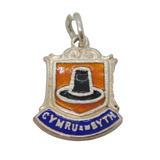 Sterling Silver Enamel Cymru am Byth Welsh Souvenir Charm Pendant Vintage c1970