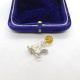 Sterling Silver Cat on the Lampost Citrine Charm Pendant Vintage c1970
