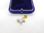 Sterling Silver Cat on the Lampost Citrine Charm Pendant Vintage c1970