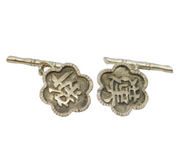 Chinese Sterling Silver Character Form Bamboo Style Cufflinks Antique c1930