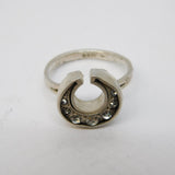 Sterling Silver Graduated Paste Crescent Moon Ring Vintage 1975 London