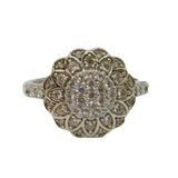 Sterling Silver Multi-Stone CZ Large Flower Dress Ring Vintage c1990 Size N 1/2