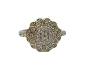 Sterling Silver Multi-Stone CZ Large Flower Dress Ring Vintage c1990 Size N 1/2