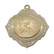 Sterling Silver, Gold Fronted Lawn Boules Sporting Fob Medal Vintage c1950
