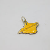 Sterling Silver Yellow Enamel Isle Of Wight Outline Charm Pendant Vintage c1970