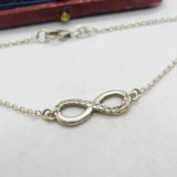 Sterling Silver Diamond Paste Figure of Eight Bracelet Vintage c1970