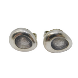 Sterling Silver & Enamel Set Pear-Drop Form Stud Earrings Vintage c1970s