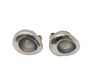 Sterling Silver & Enamel Set Pear-Drop Form Stud Earrings Vintage c1970s