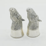 Pair of Silver Plated Novelty Horse Head Salt & Pepper Shakers Vintage c1990s