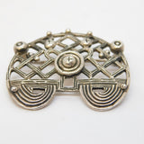 Mexican Style Sterling Silver Knot Pattern Dress Brooch Vintage c1970s