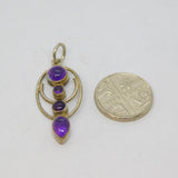 Sterling Silver 4 Mixed Size Cabochon Amethyst Oval Studio Pendant Modern c1990s