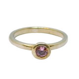 Sterling Silver Pink Topaz Solitaire Stacking Band Ring Vintage c1970 Size L