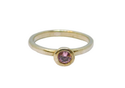 Sterling Silver Pink Topaz Solitaire Stacking Band Ring Vintage c1970 Size L