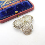 Sterling Silver Filigree Pattern Spring Flower Brooch Vintage c1970