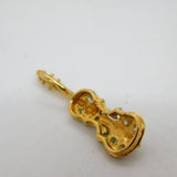 Sterling Silver Gilt & Spinel Set Violin Form Drop Pendant Vintage c1980