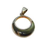 Sterling Silver Natural Shell Open Circle Pendant Contemporary c1990s