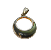 Sterling Silver Natural Shell Open Circle Pendant Contemporary c1990s