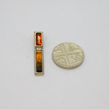 Sterling Silver Multi-Colour Baltic Amber Stick Drop Pendant Modern c1990s