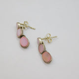 Pair of Sterling Silver Triple Dyed Pink Shell Stud Drop Earrings Modern c1990