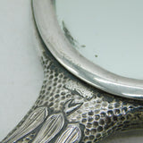 19th Century Japanese Sterling Silver Bamboo Pattern Hand Mirror Antique