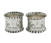 Victorian Sterling Silver No. 1,2 Aesthetic Napkin Rings Antique 1899 London