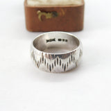 Sterling Silver Designer Line Pattern Band Ring 1971 London Vintage