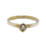 Sterling Silver White Topaz Stacking Band Or Dress Ring Modern c1990 Size L 1/2