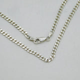 Sterling Silver Flat Curb Link Chain Necklace Vintage c1970s 18" Length