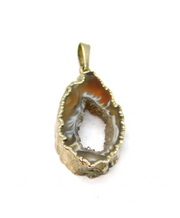 Sterling Silver Wrapped Agate Geode Slice Studio Pendant Contemporary c1990s