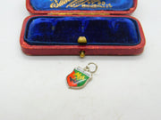 Sterling Silver and Coloured Enamel Travel Shield Charm 'Brussels' Vintage c1970