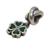 Sterling Silver Enamel Shamrock Charm Pendant Vintage c1970