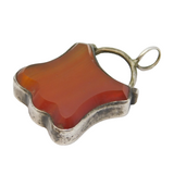 Victorian Sterling Silver & Carnelian Agate Padlock Pendant Fob Antique