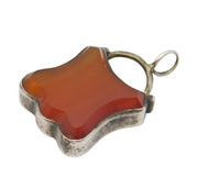 Victorian Sterling Silver & Carnelian Agate Padlock Pendant Fob Antique
