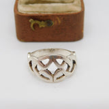 Sterling Silver Celtic Pattern Band Ring Vintage c1970 Size M 1/2 UK