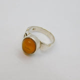 Sterling Silver Baltic Amber Patterned Band Studio Ring Vintage c1970 Size O 1/2