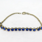 Art Deco Sterling Silver & Blue Paste Dress Bracelet Antique c1930s