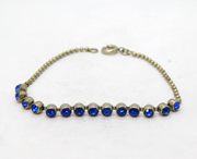 Art Deco Sterling Silver & Blue Paste Dress Bracelet Antique c1930s