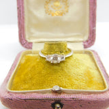 Sterling Silver Three Stone Diamante Ring Vintage c1970 Size P 1/2