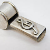 Sterling Silver Musical Note Whistle Fob Pendant Vintage c1970s
