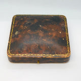 Victorian Large Leather Bound Square Jewellery Box Antique c1900
