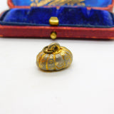 Gilt Metal 'Mecca 1962 Halloween' Pumpkin Form Charm Pendant Vintage