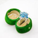 Sterling Silver 4 Marquise Blue Sapphire Cocktail Ring  Modern c1990 Size P 1/2