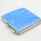 Art Deco Sterling Silver Blue Guilloche Enamel Makeup Compact Antique 1948