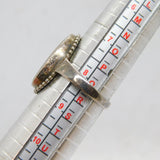 Sterling Silver Oval Carnelian Agate Beaded Edge Ring Vintage c1970 Size Q 1/2