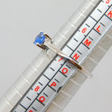Sterling Silver Round Sapphire Solitaire Dress Ring Vintage c1970 Size N